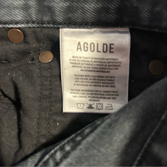 AGOLDE 90s Pinch High Waist Straight Leg Organic Cotton Jeans in Black Tea Sz 26 - Picture 12 of 13